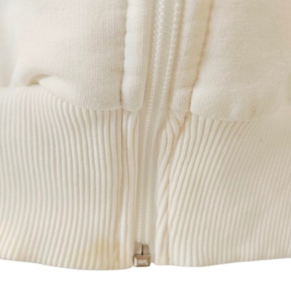 Off White Cream Zip-Up Hoodie with Logo - Picture 8 of 10